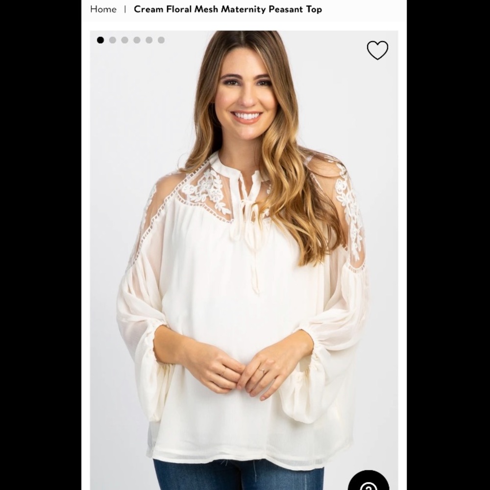 Cream floral mesh maternity top